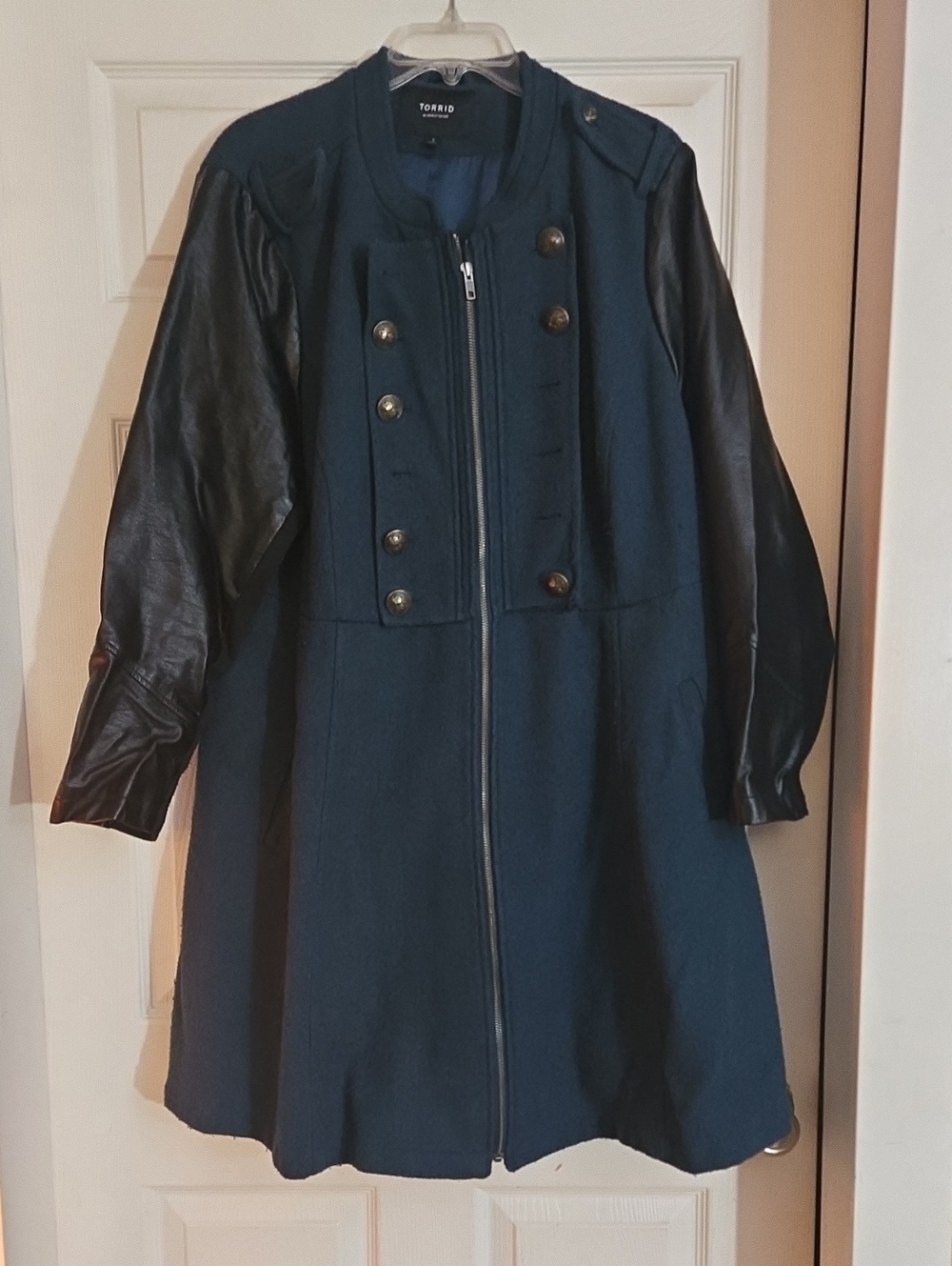 Torrid Teal Mixed-Media Military Coat Jacket 3x- READ DESC